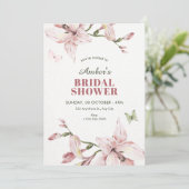 Aesthetic pink flower bloom bridal shower 招待状 (スタンド正面)