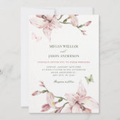 Aesthetic pink flower bloom wedding  招待状 (正面)