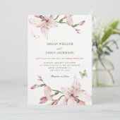 Aesthetic pink flower bloom wedding  招待状 (スタンド正面)