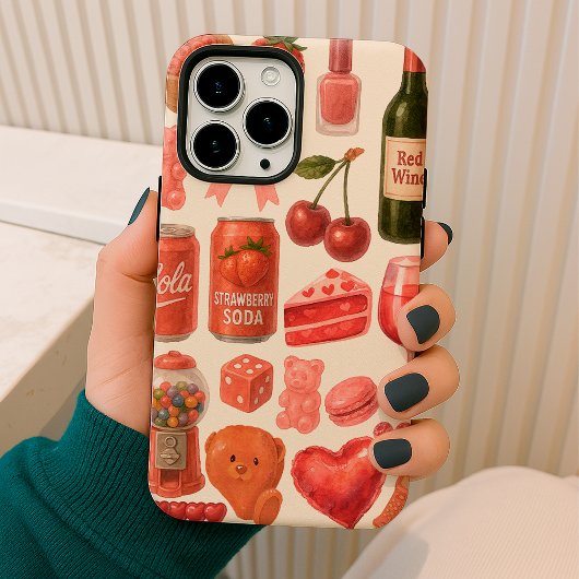 Aesthetic Pink Patterns Watercolor Style iPhone 16ケース