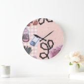 Aesthetic-Pink Retro Abstract Design ラージ壁時計 (ホーム)