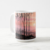 Aesthetic Pink Sunset Coffee Mug – Nature Inspired コーヒーマグカップ (正面左)