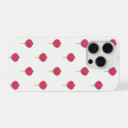 Aesthetic pink tulip flower pattern phone case iPhoneケース (裏面横)