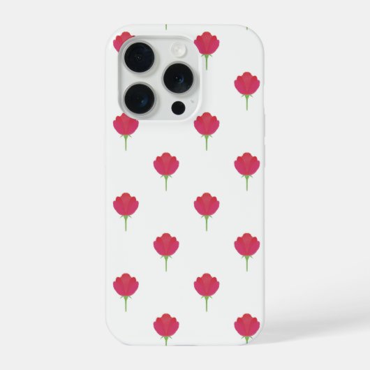 Aesthetic pink tulip flower pattern phone case iPhoneケース (裏面)