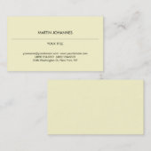 Aesthetic Plain Professional Cream Color Minimal 名刺 (正面/裏面)