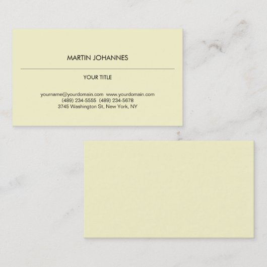 Aesthetic Plain Professional Cream Color Minimal 名刺 (正面/裏面)