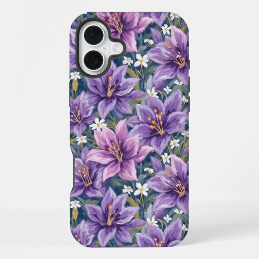 Aesthetic Purple Lily Floral Watercolor iPhoneケース (裏面)