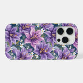 Aesthetic Purple Lily Floral Watercolor iPhoneケース (裏面横)