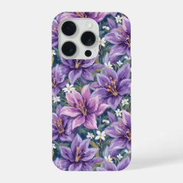Aesthetic Purple Lily Floral Watercolor iPhone 15 Proケース