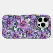 Aesthetic Purple Lily Floral Watercolor iPhoneケース (裏面横)