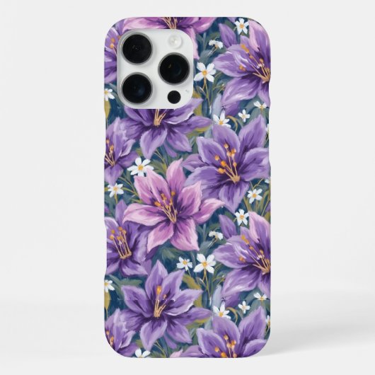 Aesthetic Purple Lily Floral Watercolor iPhoneケース (裏面)