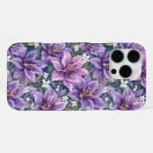 Aesthetic Purple Lily Floral Watercolor iPhoneケース (裏面横)