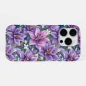 Aesthetic Purple Lily Floral Watercolor iPhoneケース (裏面横)