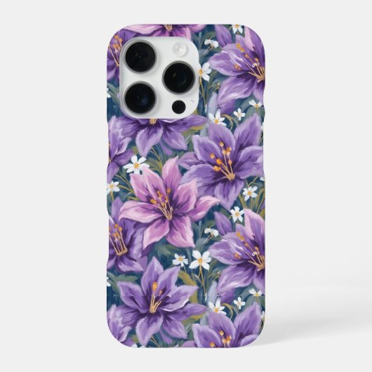 Aesthetic Purple Lily Floral Watercolor iPhoneケース (裏面)