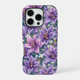 Aesthetic Purple Lily Floral Watercolor iPhone 16 Proケース