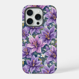 Aesthetic Purple Lily Floral Watercolor iPhone 15 Proケース