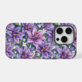 Aesthetic Purple Lily Floral Watercolor iPhoneケース (裏面横)