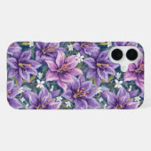 Aesthetic Purple Lily Floral Watercolor iPhoneケース (裏面横)