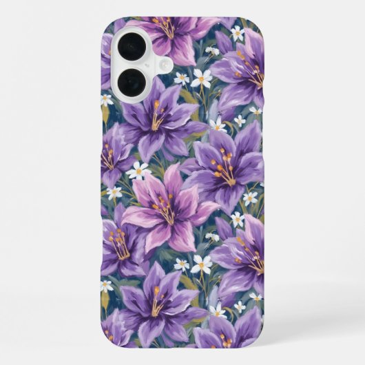 Aesthetic Purple Lily Floral Watercolor iPhoneケース (裏面)