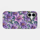 Aesthetic Purple Lily Floral Watercolor iPhone 16ケース (裏面横)