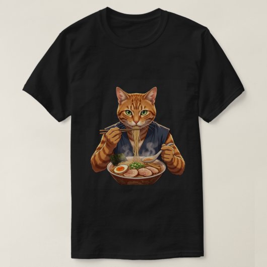 Aesthetic Ramen Cat Japanese Pop Art Graphic Tシャツ (デザイン正面)