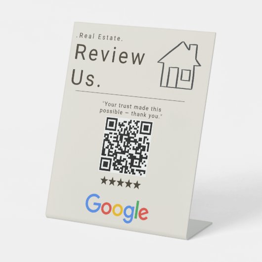 Aesthetic Realtor Review Us QRコードサイン 台座サイン (正面)