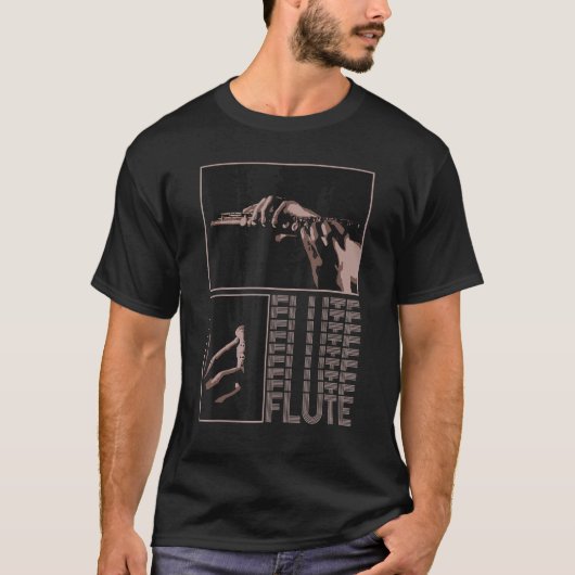 Aesthetic Retro Flutist Instrument Flute Player Mu Tシャツ (正面)