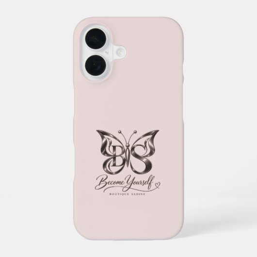 Aesthetic Rose Gold Butterfly Blush Pink iPhone カ 16ケース (裏面)