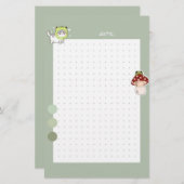 Aesthetic Sage green Frog cute korean 便箋 (正面/裏面)