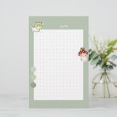 Aesthetic Sage green Frog cute korean 便箋 (スタンド正面)