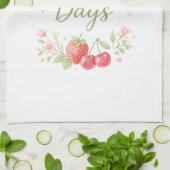 Aesthetic Strawberry &Cherry Tea Towel キッチンタオル (折り畳み)