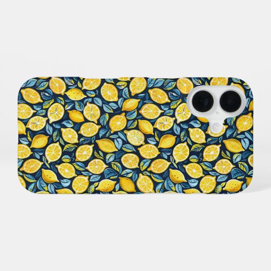Aesthetic Summer Lemon Pattern iPhone Case 16ケース (裏面横)