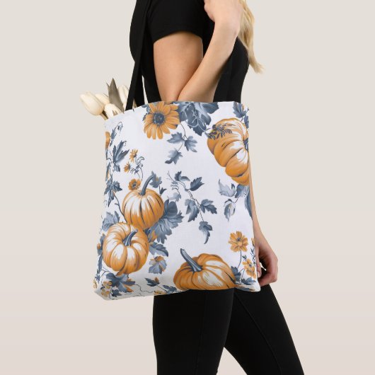 Aesthetic Tiled Pumpkin Pattern トートバッグ (クローズアップ)