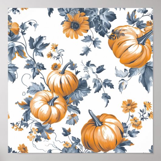 Aesthetic Tiled Pumpkin Pattern ポスター (正面)