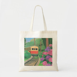 Aesthetic Train & Flowers Wall Art | Vintage Natur トートバッグ