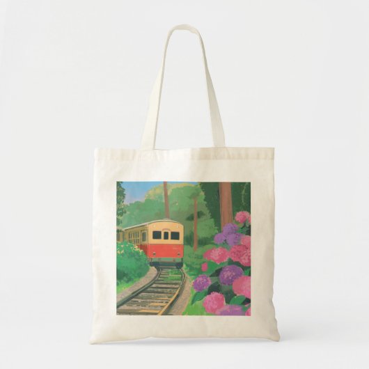 Aesthetic Train & Flowers Wall Art | Vintage Natur トートバッグ (正面)
