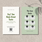 Aesthetic Tumbler Care Instructions QR Code Card 名刺