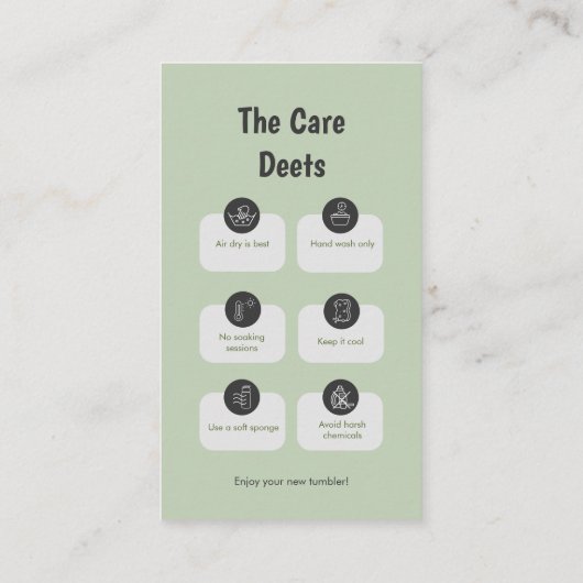 Aesthetic Tumbler Care Instructions QR Code Card 名刺 (裏面)