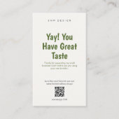 Aesthetic Tumbler Care Instructions QR Code Card 名刺 (正面)
