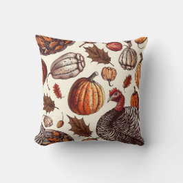 Aesthetic Turkey and Gourd Pattern クッション