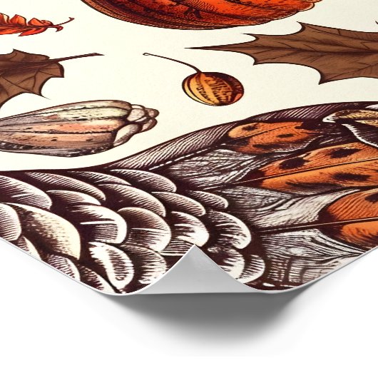 Aesthetic Turkey and Gourd Pattern ポスター (角)