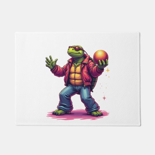 Aesthetic Turtle Disco T-Shirt ドアマット (正面)