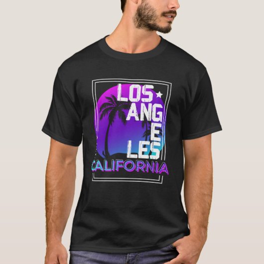 Aesthetic Vaporwave Los Angeles California CA Retr Tシャツ (正面)