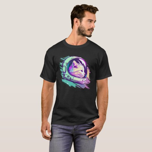 Aesthetic Vaporwave Space Cat 80s 90s Astronaut  1 Tシャツ (正面フル)