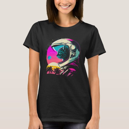 Aesthetic Vaporwave Space Cat 80s 90s Astronaut  1 Tシャツ (正面)