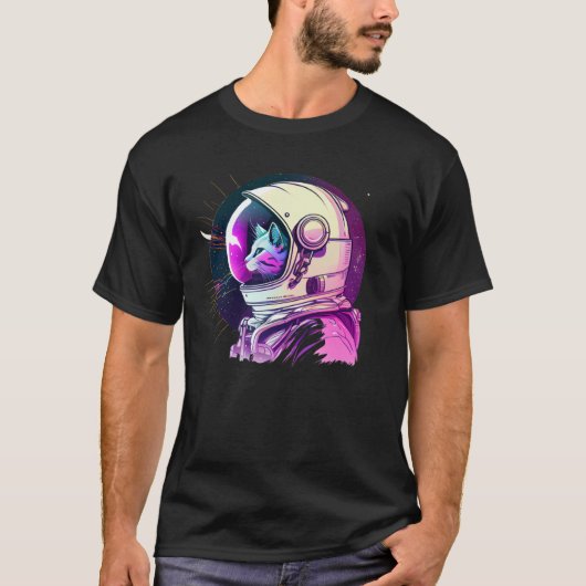 Aesthetic Vaporwave Space Cat 80s 90s Astronaut  1 Tシャツ (正面)