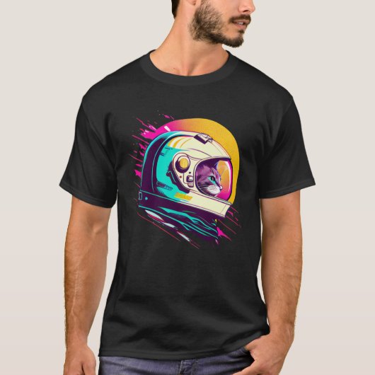 Aesthetic Vaporwave Space Cat 80s 90s Astronaut  1 Tシャツ (正面)