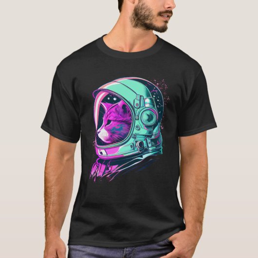 Aesthetic Vaporwave Space Cat 80s 90s Astronaut  2 Tシャツ (正面)
