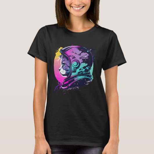 Aesthetic Vaporwave Space Cat 80s 90s Astronaut 5 Tシャツ (正面)