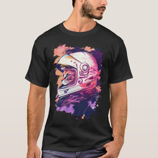 Aesthetic Vaporwave Space Cat 80s 90s Astronaut  6 Tシャツ (正面)